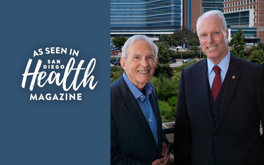 Combining their two tenures, Ames Early (left)
and Chris Van Gorder have led the Scripps
organization for nearly 50 of its 100 historic
years. SD Health Magazine