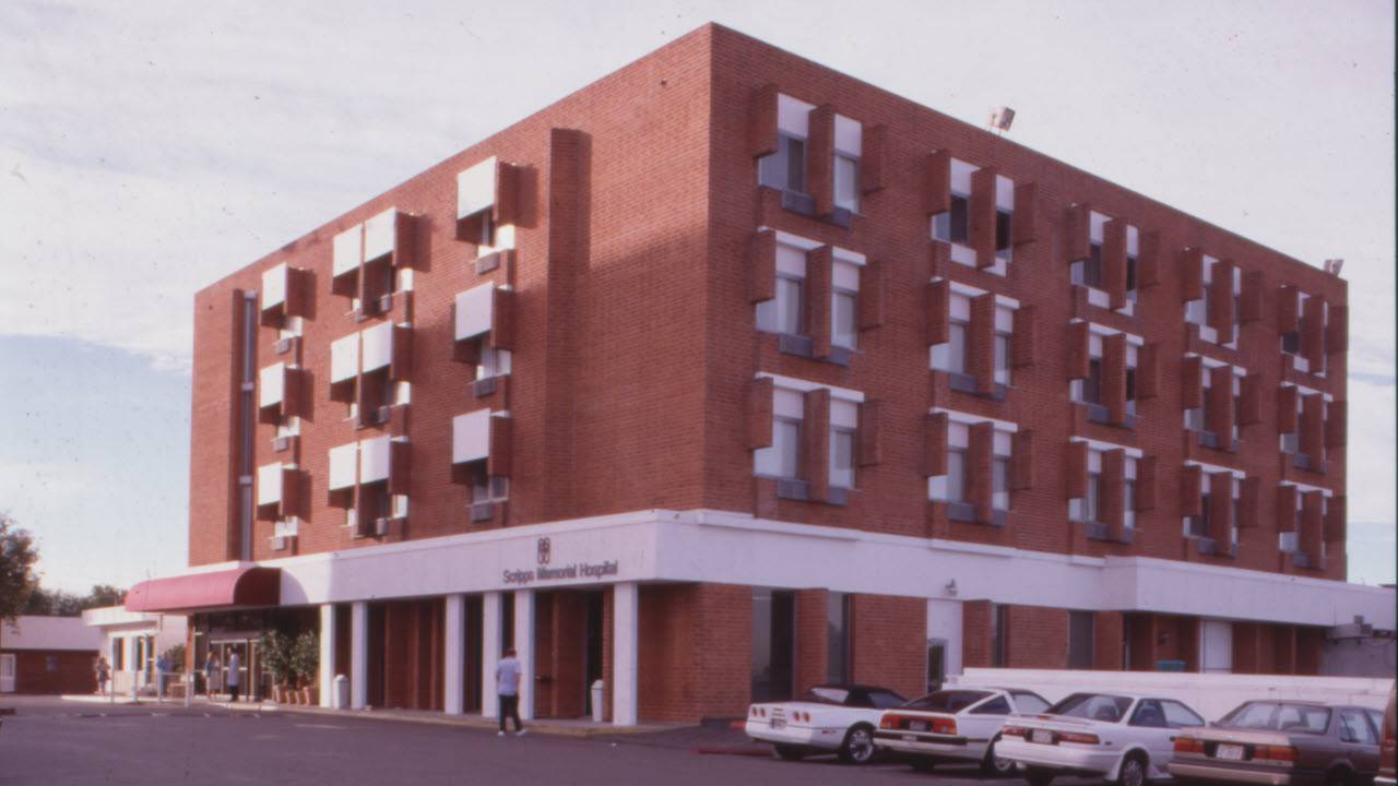 Exterior of Scripps Memorial Hospital Chula Vista in the 1970s.