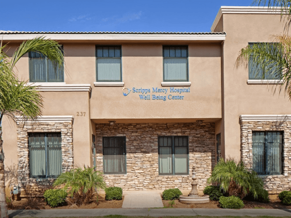 The exterior of Scripps Well Being Center, a health and wellness center near the corner of Church Avenue and Davidson Street in Chula Vista.