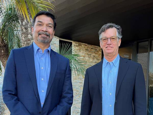 Darryl D’Lima, MD, PD, of Scripps Health (left), and Heinz Hoenecke, MD, of Scripps Clinic are co-leading efforts to develop a smart shoulder replacement implant.